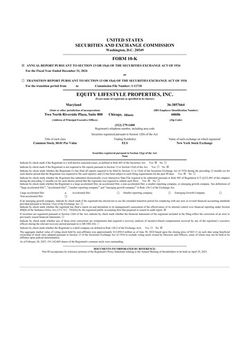 Thumbnail Equity LifeStyle Properties 10-K Annual Report 2024