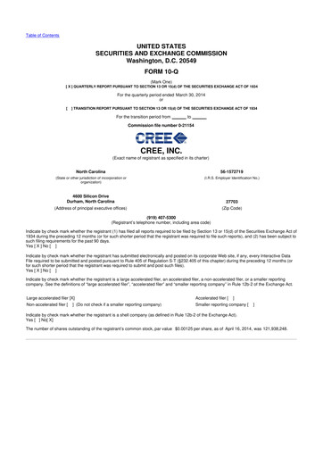 Thumbnail Wolfspeed 10-Q Quarterly Report FY2014 