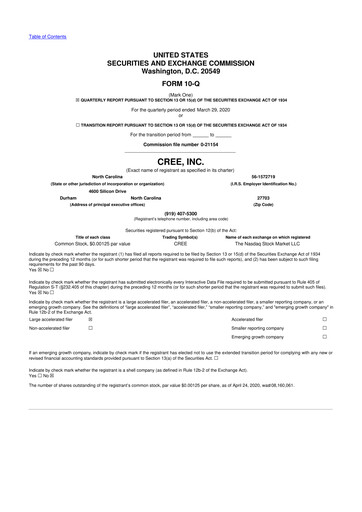 Thumbnail Wolfspeed 10-Q Quarterly Report FY2020 
