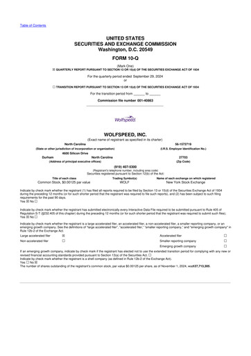 Thumbnail Wolfspeed 10-Q Quarterly Report FY2025 