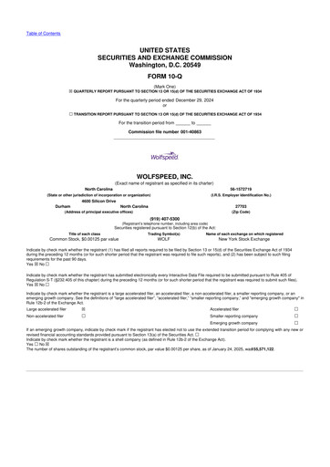 Thumbnail Wolfspeed 10-Q Quarterly Report FY2025 