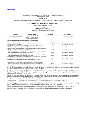 Thumbnail Morgan Stanley 10-Q Quarterly Report FY2021 