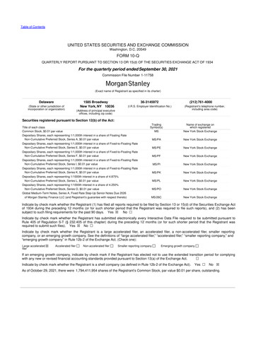 Thumbnail Morgan Stanley 10-Q Quarterly Report FY2021 