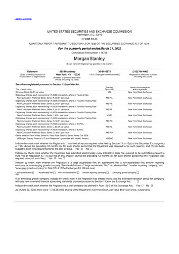 Thumbnail Morgan Stanley 10-Q Quarterly Report FY2022 