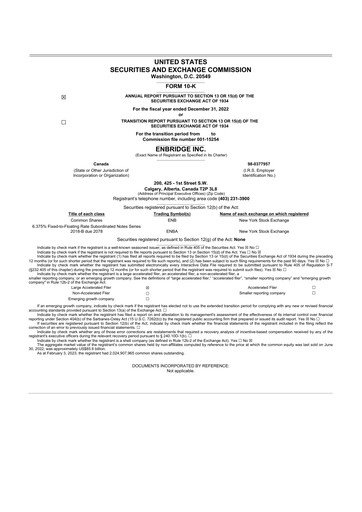 Thumbnail Enbridge 10-K Annual Report 2022