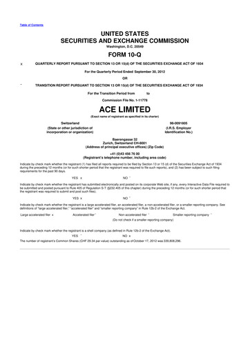 Vorschaubild Chubb 10-Q Quartalsbericht 2012 