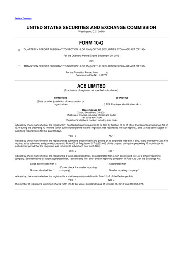 Vorschaubild Chubb 10-Q Quartalsbericht 2013 