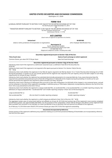 Thumbnail Chubb 10-K Annual Report 2013