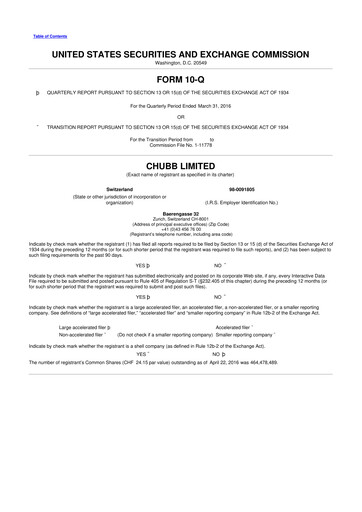 Vorschaubild Chubb 10-Q Quartalsbericht 2016 
