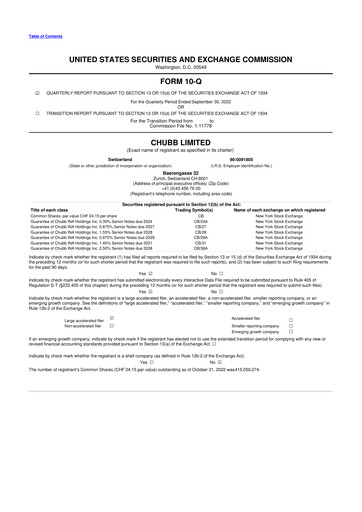 Vorschaubild Chubb 10-Q Quartalsbericht 2022 