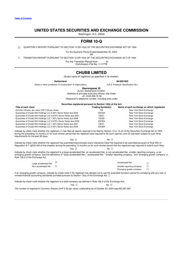 Vorschaubild Chubb 10-Q Quartalsbericht 2024 