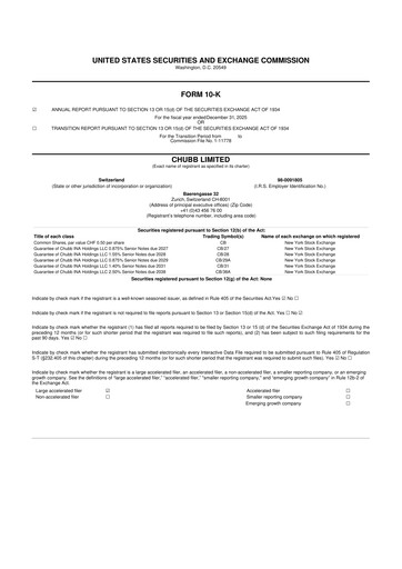 Thumbnail Chubb 10-K Annual Report 2025