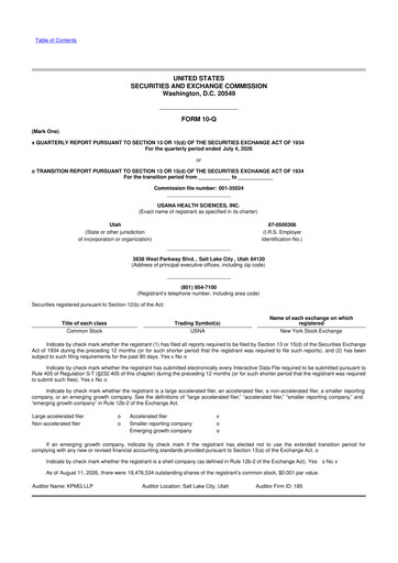 Vorschaubild USANA 10-Q Quartalsbericht 2026 