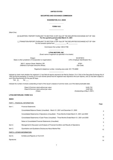 Vorschaubild Lithia Motors 10-Q Quartalsbericht  