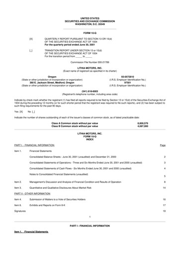 Vorschaubild Lithia Motors 10-Q Quartalsbericht  