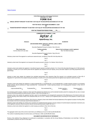 Thumbnail AptarGroup 10-K Annual Report 2024