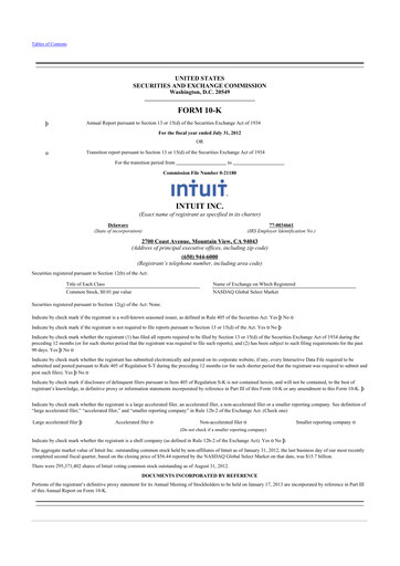 Thumbnail Intuit 10-K Annual Report 2012