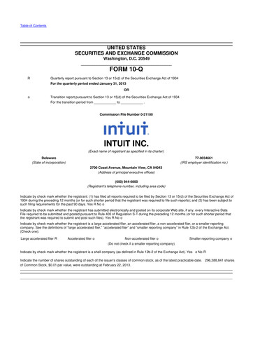 Miniature Intuit 10-Q Rapport trimestriel 2013 