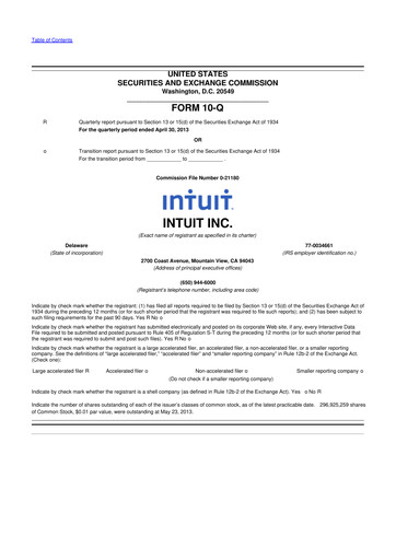 Miniature Intuit 10-Q Rapport trimestriel 2013 