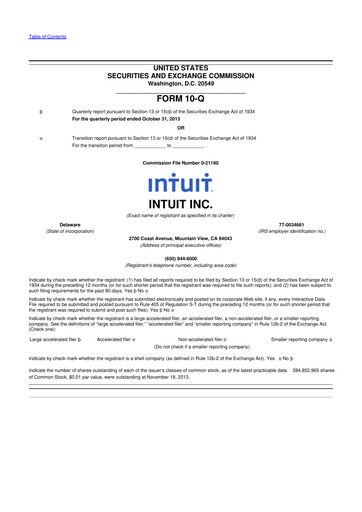 Miniature Intuit 10-Q Rapport trimestriel 2014 