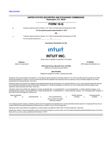 Miniature Intuit 10-Q Rapport trimestriel 2018 