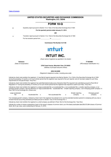 Miniature Intuit 10-Q Rapport trimestriel 2019 