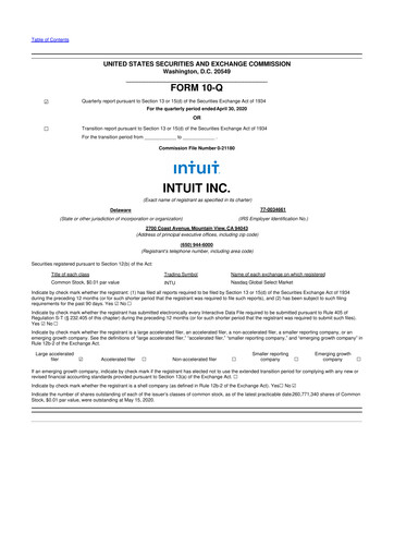 Miniature Intuit 10-Q Rapport trimestriel 2020 