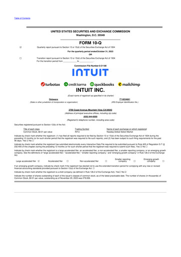 Miniature Intuit 10-Q Rapport trimestriel 2024 