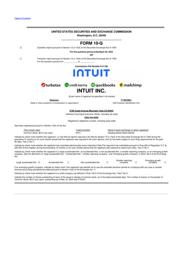 Miniature Intuit 10-Q Rapport trimestriel 2024 