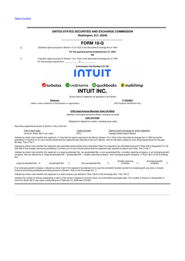 Miniature Intuit 10-Q Rapport trimestriel 2025 