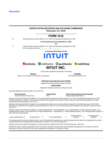 Miniature Intuit 10-Q Rapport trimestriel 2026 