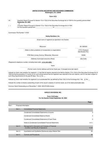Thumbnail Harley-Davidson
 10-Q Quarterly Report FY 