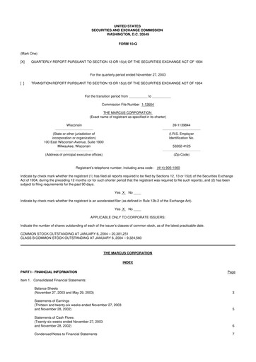 Thumbnail Marcus Corporation
 10-Q Quarterly Report FY 