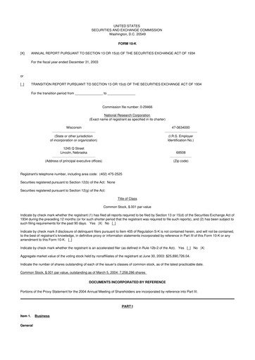 Thumbnail NRC Health
 10-K Annual Report 