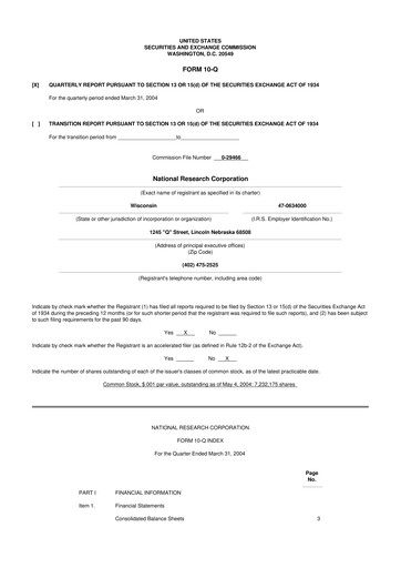 Thumbnail NRC Health
 10-Q Quarterly Report FY 
