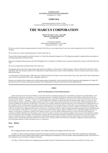Thumbnail Marcus Corporation
 10-K Annual Report 