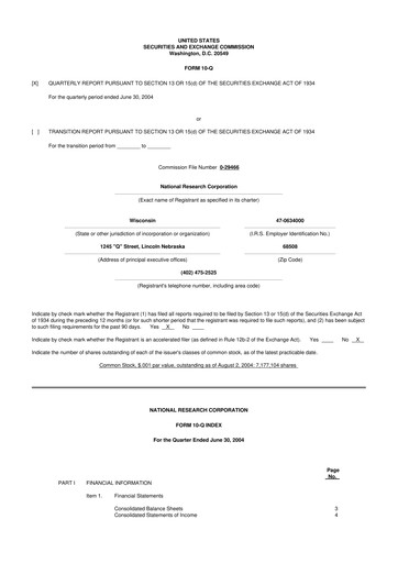 Thumbnail NRC Health
 10-Q Quarterly Report FY 