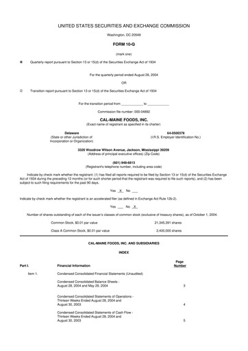 Thumbnail Cal-Maine Foods 10-Q Quarterly Report FY 