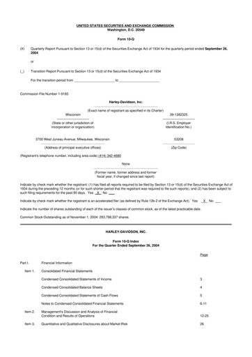 Thumbnail Harley-Davidson
 10-Q Quarterly Report FY 