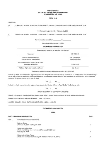Thumbnail Marcus Corporation
 10-Q Quarterly Report FY 