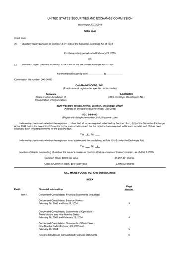 Thumbnail Cal-Maine Foods 10-Q Quarterly Report FY 