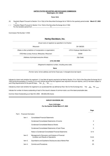 Thumbnail Harley-Davidson
 10-Q Quarterly Report FY 