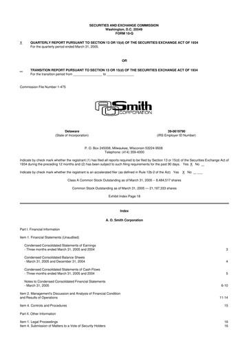 Thumbnail A. O. Smith 10-Q Quarterly Report FY 