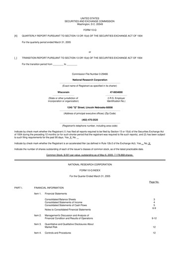 Thumbnail NRC Health
 10-Q Quarterly Report FY 