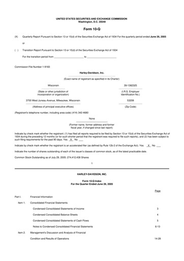 Thumbnail Harley-Davidson
 10-Q Quarterly Report FY 