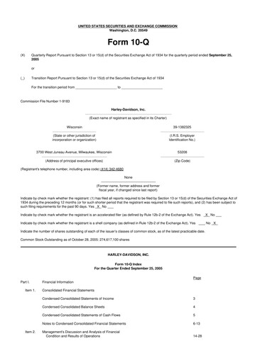 Thumbnail Harley-Davidson
 10-Q Quarterly Report FY 