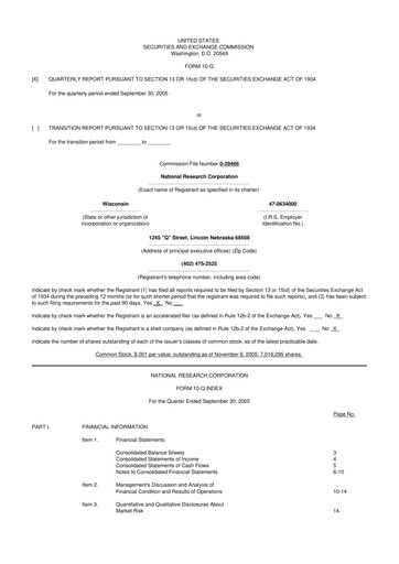 Thumbnail NRC Health
 10-Q Quarterly Report FY 