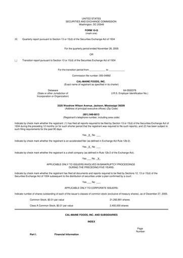 Thumbnail Cal-Maine Foods 10-Q Quarterly Report FY 