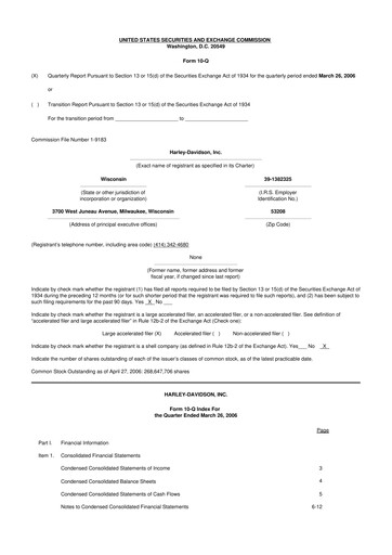 Thumbnail Harley-Davidson
 10-Q Quarterly Report FY 