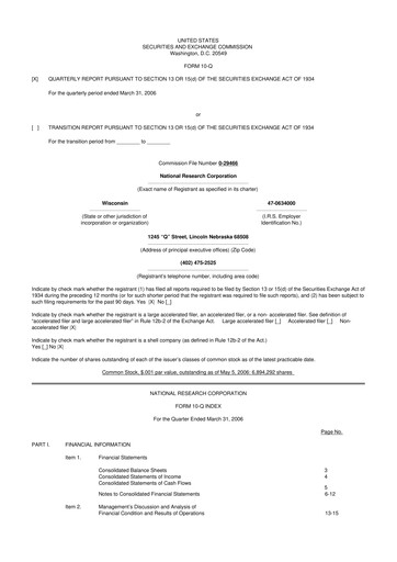 Thumbnail NRC Health
 10-Q Quarterly Report FY 